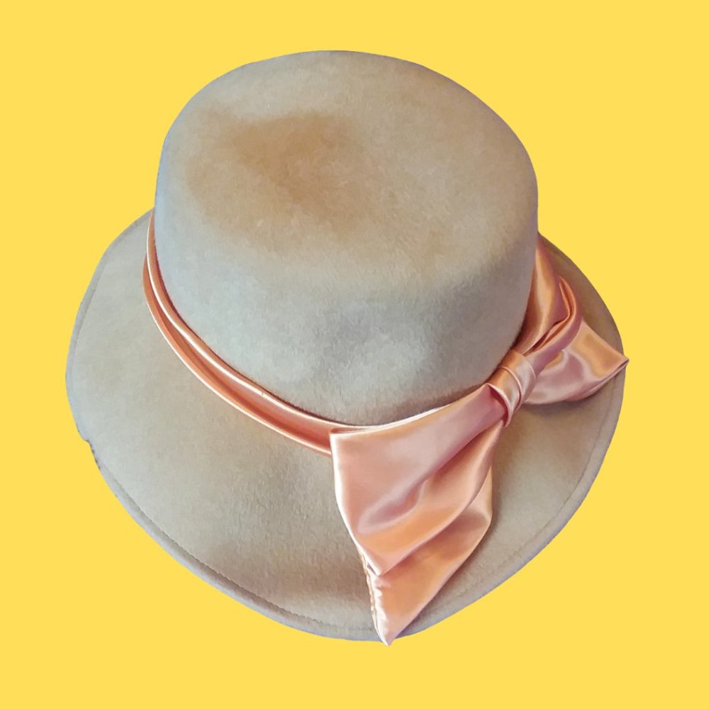 Vintage Retro Mustard GLENOVER Hat with Bow